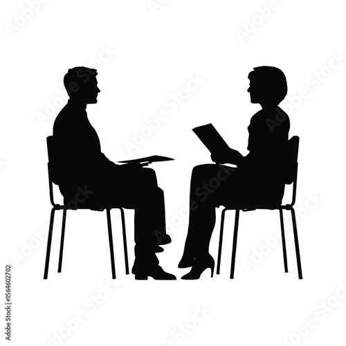 One-on-One Business Interview Silhouette