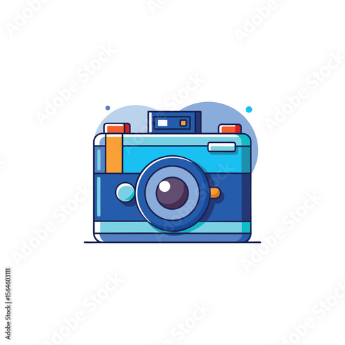 A drawing of a camera with a blue top and a blue top