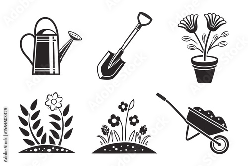 set of gardening tools
