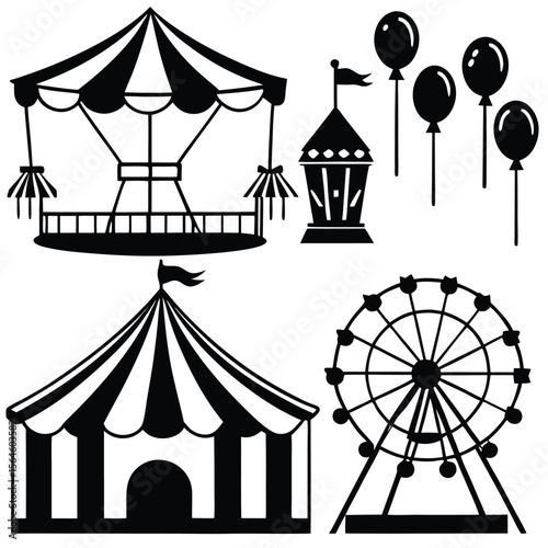 Circus Related element icon set 
