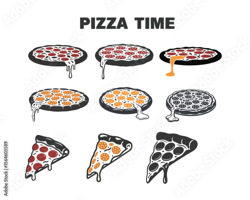 Minimalist Pizza Vector Icon – Black on White Design