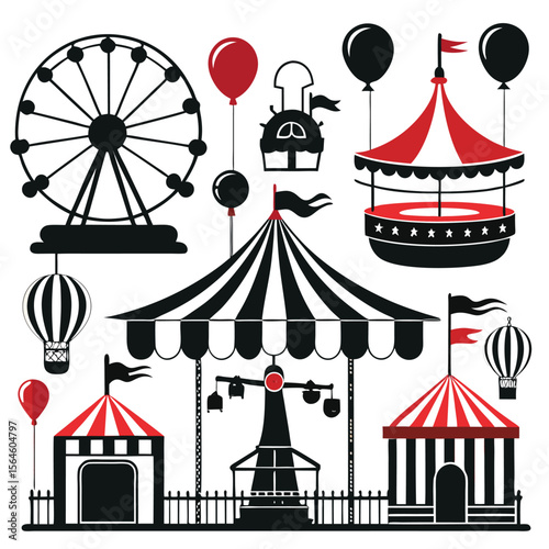 Circus Related element icon set 