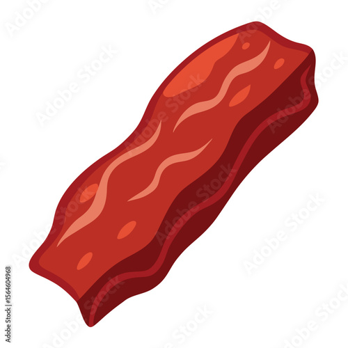 A beef jerky, dark and chewy, isolated on a white background, perfect for savory snacks and high-protein food