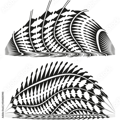 Abstract tunnel illusion. Wavy grid pattern. Three dimensional effect. Vector modern graphic.