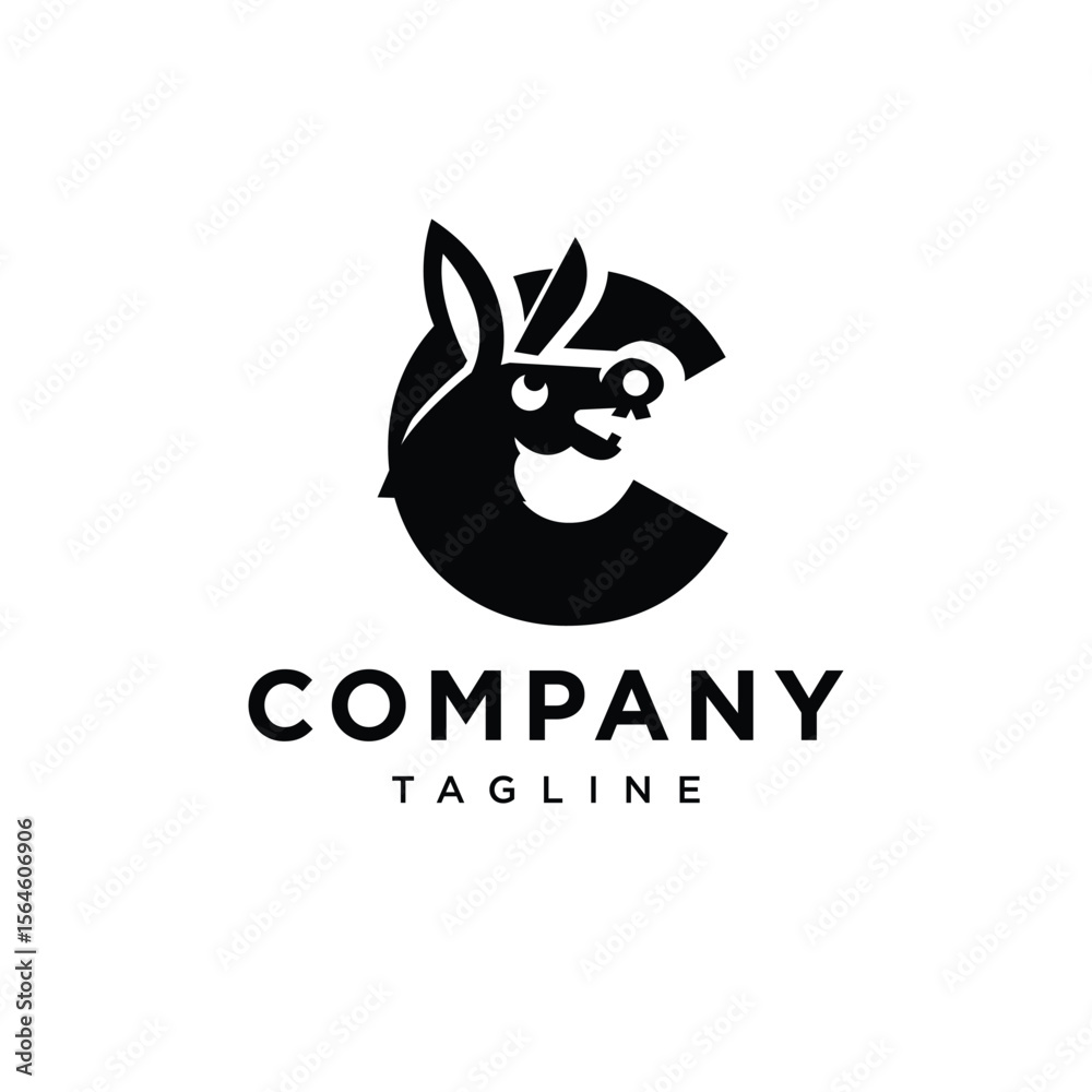 Fototapeta premium Letter C Crazy Donkey Logo Icon