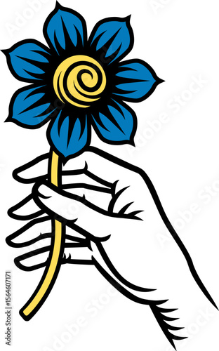 A hand holding a flower des...
