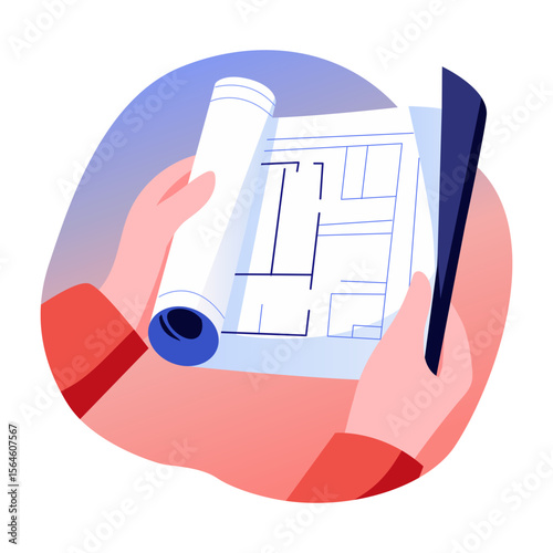 A flat style illustration showing home blueprint