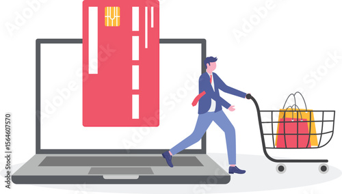 Electronic payment for online shopping, credit or debit card payment order via e-commerce website concept
