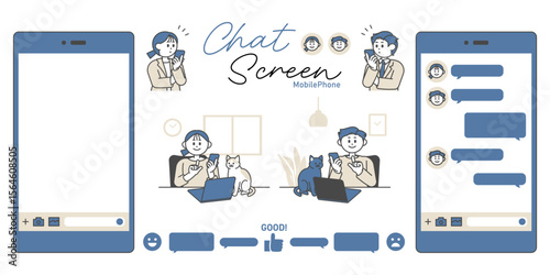 スマートフォンでチャットをする男性と女性