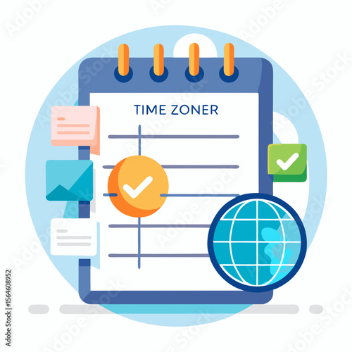 Global time management and scheduling concept with calendar and world globe