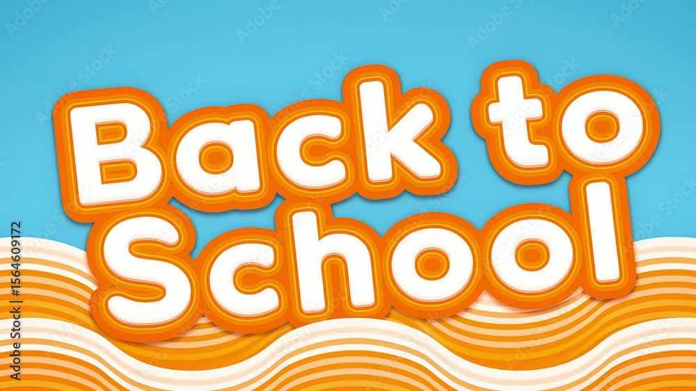 Back to School cartoon animation with orange and white text. Use for school advertisements, educational content, back-to-school promotions, student welcome greetings, children learning materials.