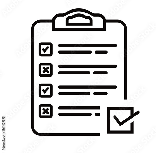 Icon tablet with paper clip. Symbol for check or task tracker. Coach's tactical board. Register or terms of reference.