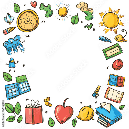 Back to school frame in doodle style