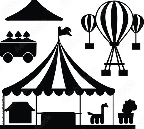 Circus Related element icon set 