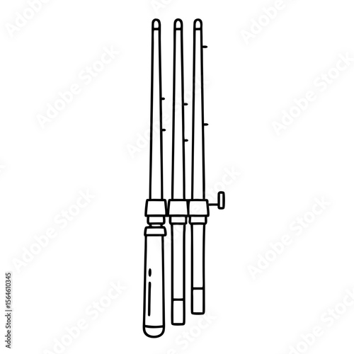 Vector icon of telescopic fishing rods, in simple design