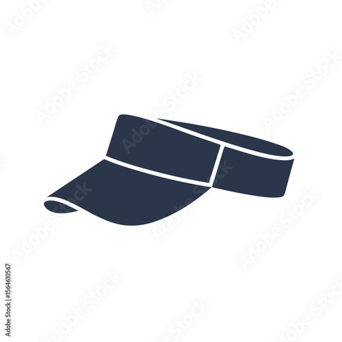 Icon of blue golf cap with visor, curved shape with front brim
