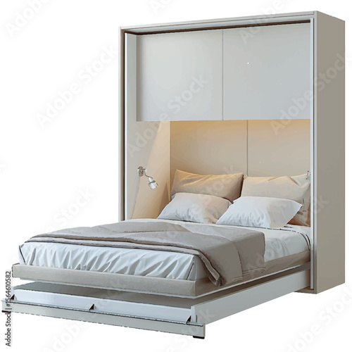 SpaceSaving Murphy Bed with Integrated Storage