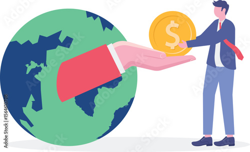 carbon tax, credit and eco investing. Low carbon and environmental responsibility concept.flat character life .
