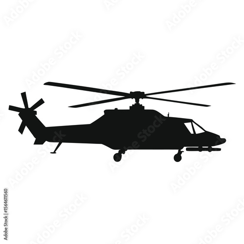 Military helicopter flying in the sky silhouette illustration