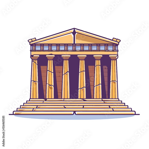 Stylized Ancient Greek Temple with Weathered Columns and Steps