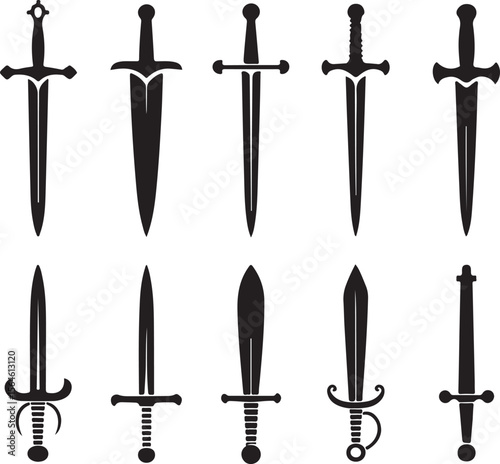 Collection of Medieval Sword Illustrations Dagger, Rapier, and more