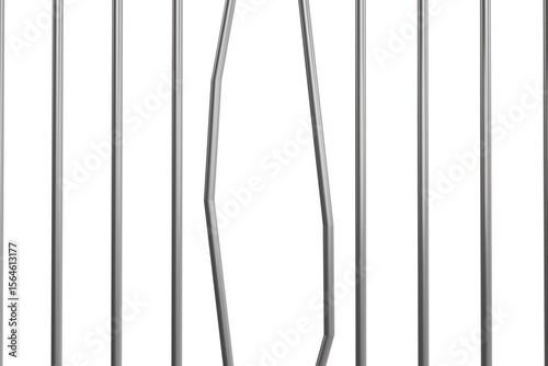 Vászonkép 3d render of bent prison iron bars