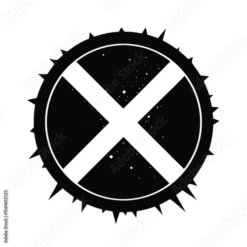 Round spiked cross symbol abstract design silhouette vector illustration