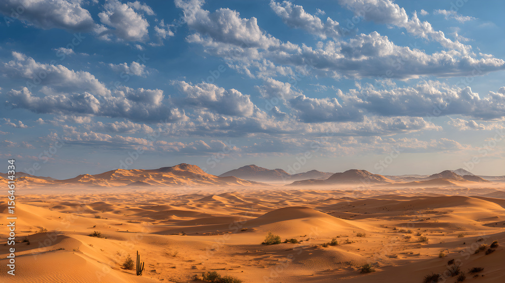 Fototapeta premium Limitless Desert Horizon: Exploring the Boundless Beauty and Adventure of Nature's Endless Expanse Beyond the Dunes