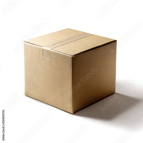 Professional image of shipping box on a pure white background. Created to meet Adobe Stock standards for commercial use and design projects.