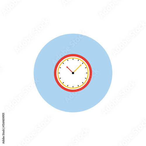 Simple illustration of a clock with red and yellow hands