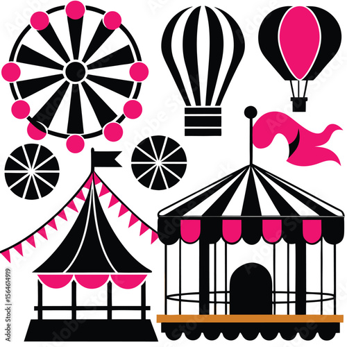 Circus Related element icon set 