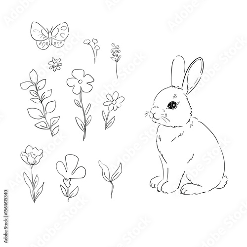 Cute Bunny vector illustration print design rabbit, children print on t-shirt