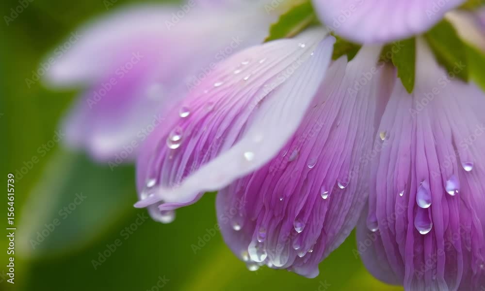A vibrant pink lilac flower closeup, with delicate petals glistening in the sunlight. Tiny dew drops sparkle like diamonds on the petals A vibrant pink lilac flower closeup, with delicate petals glistening in the sunlight. Tiny dew drops sparkle like diamonds on the petals