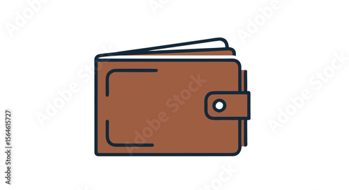 Brown Wallet with Snap Closure – Finance and Organization Symbol Cartoon Wallet – Compact and Stylish Money Holder