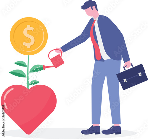 Dividend investment, prosperity and economic growth or saving and business profit concept
