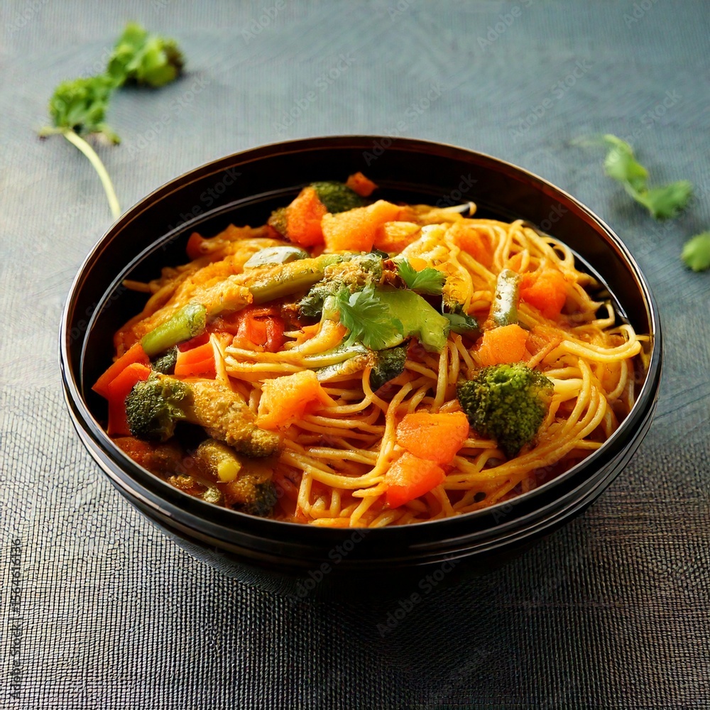 vegetarian curry noodles AI generated vegetarian curry noodles AI generated