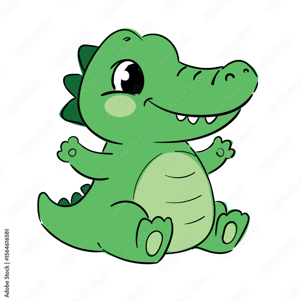 Fototapeta premium Hand Drawn Cute cartoon crocodile isolated vector illustration