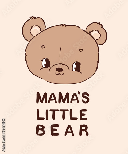 Hand Drawn Mama’s Little Bear cute cartoon baby bear vector illustration for kids print 