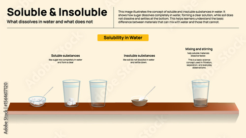 Soluble and Insoluble Substances - Educational Visual on Mixing with Water