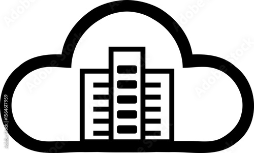 Cloud Computing Data Center Icon - Business Infrastructure Vector