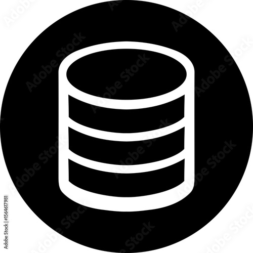 Simple Database Icon | Data Storage & Data Stack Symbol