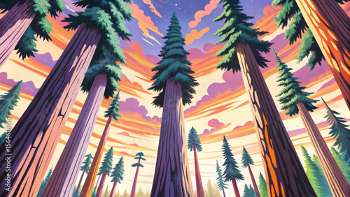 Step into a timeless forest of towering redwood giants, where ancient trees stretch skyward, creating a serene, cathedral-like canopy in this natural wonder