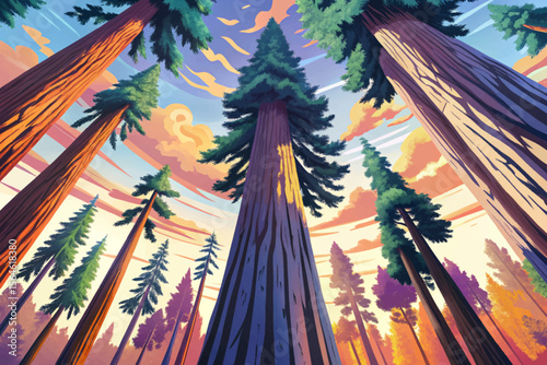 Step into a timeless forest of towering redwood giants, where ancient trees stretch skyward, creating a serene, cathedral-like canopy in this natural wonder