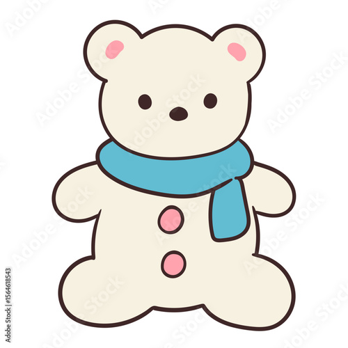 Cute bear with scarf hand drawn illustration