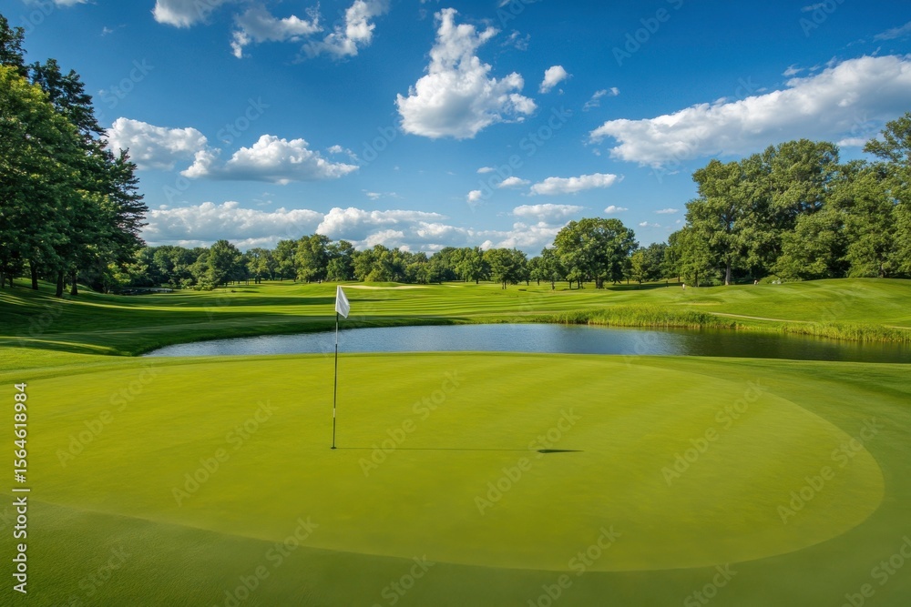 Obraz premium golf course with lake