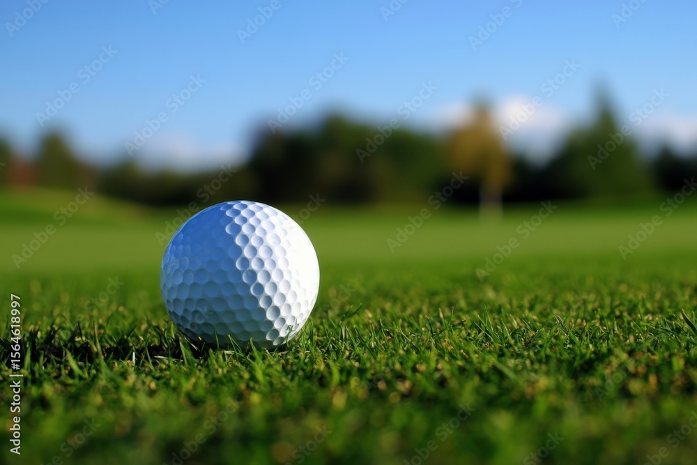 Obraz premium golf ball on green grass in the morning