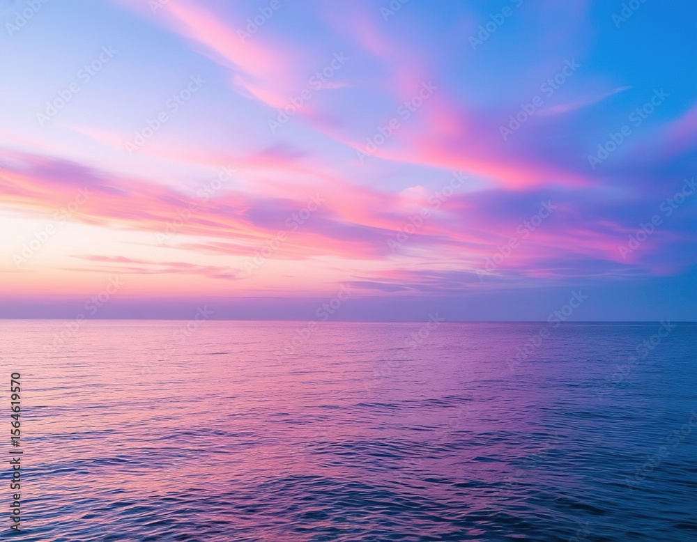 Fototapeta premium sunset at sea. beautiful pink sky on the horizon.