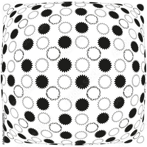 Dotted sphere texture. Geometric globe pattern. Abstract round surface. Vector dimensional design.