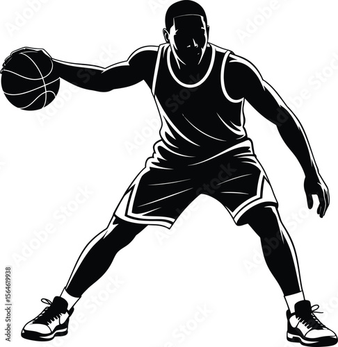 Dynamic Basketball Player Dribbling: Sports, Athlete & Game Action Icon