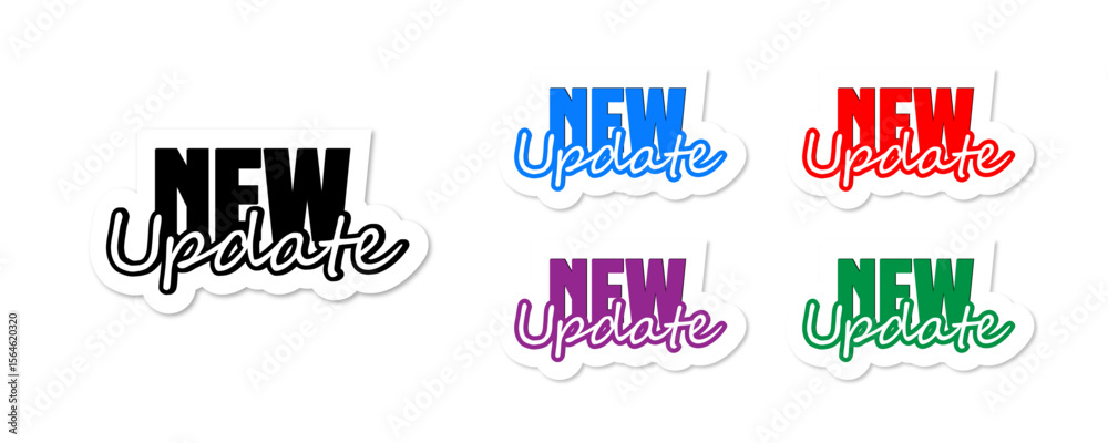 Fototapeta premium a set of colored stickers of the new update on a transparent background in different colors